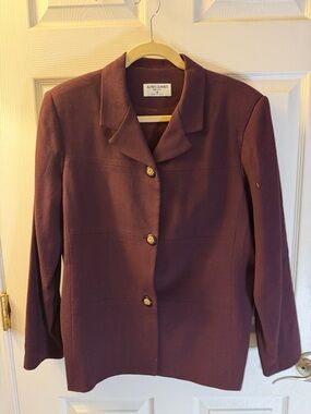 Alfred Dunner Plum Single-Breasted Blazer with Gold Buttons